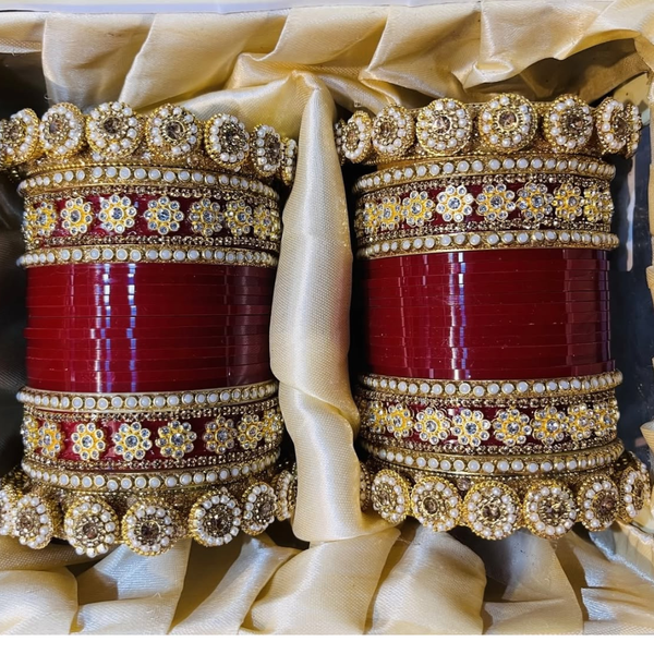 Red Color Punjabi Bridal Chuda For Wedding, Rajwadi Dulhan Chuda