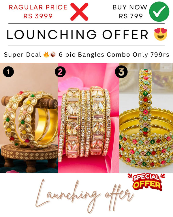 Brand Lounching Offer Pack Of 6 Premium Quality Bangles Set
