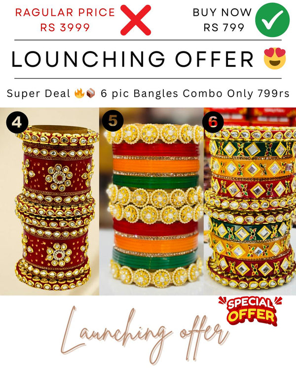 Brand Lounching Offer Pack Of 6 Premium Quality Bangles Set