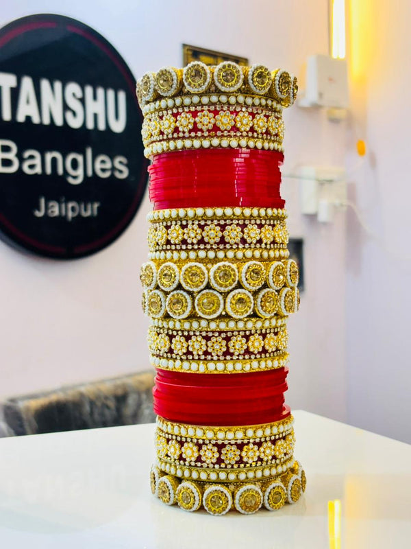 Red Color Punjabi Bridal Chuda For Wedding, Rajwadi Dulhan Chuda