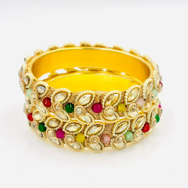 Party Wear Golden Color Bangles / Kangan Set for Girls & Women Kada Set Lac Bangles