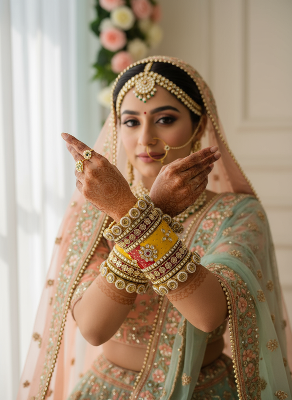 Multicolor Color Punjabi Bridal Chuda For Wedding, Rajwadi Dulhan Chuda