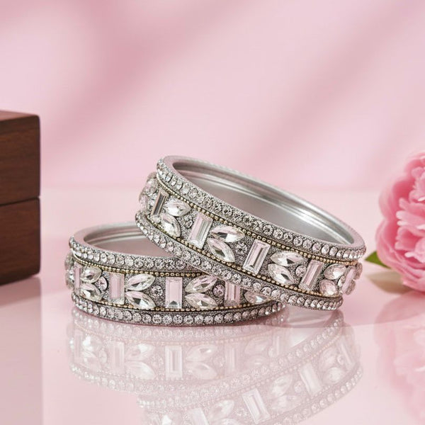 Party Wear Silver Color Bangles / Kangan Set for Girls & Women Kada Set Lac Bangles , Bridel Chuda