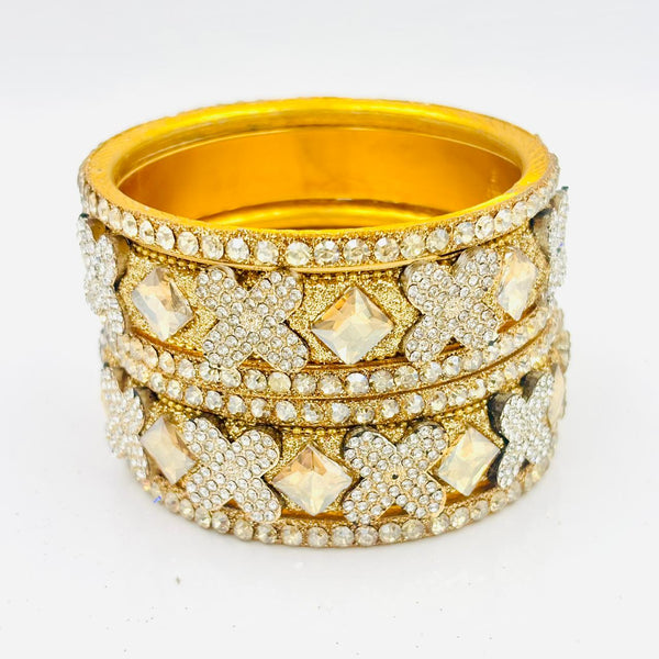 Party Wear Golden Color Bangles / Kangan Set for Girls & Women Kada Set Lac Bangles