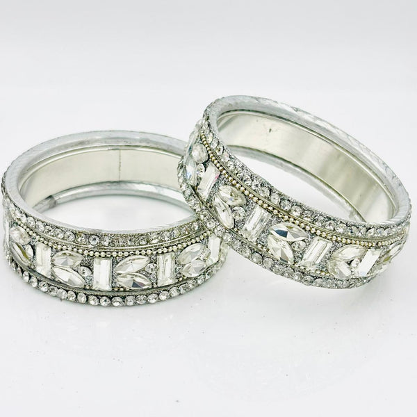 Party Wear Silver Color Bangles / Kangan Set for Girls & Women Kada Set Lac Bangles , Bridel Chuda